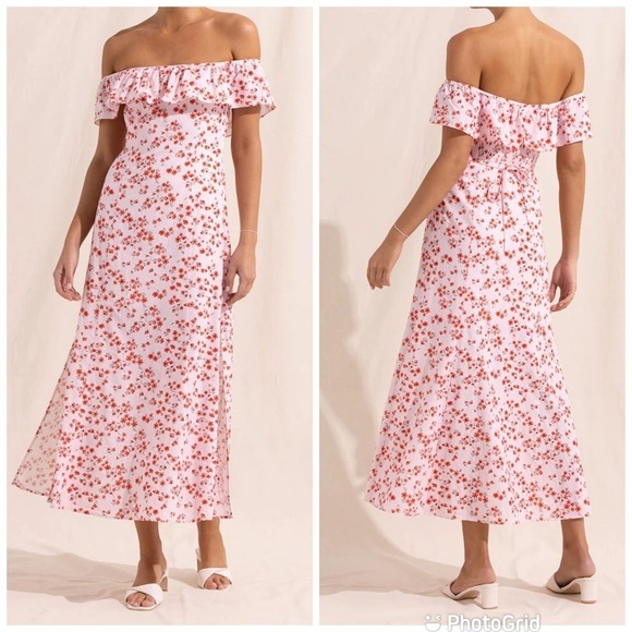 Peony Posy Summer floral-print off-shoulder midi dress New with Tags!